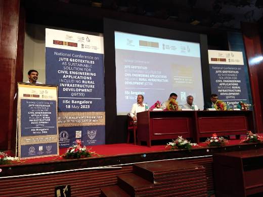 Glimpses of National Conference on ‘Jute Geotextiles as Sustainable Solution in Civil Engineering Applications including Rural Infrastructure Development', held on 18th May 2023 at Sathish Dhawan Auditorium, IISc Bangalore Glimpses of National Conference on ‘Jute Geotextiles as Sustainable Solution in Civil Engineering Applications including Rural Infrastructure Development', held on 18th May 2023 at Sathish Dhawan Auditorium, IISc Bangalore