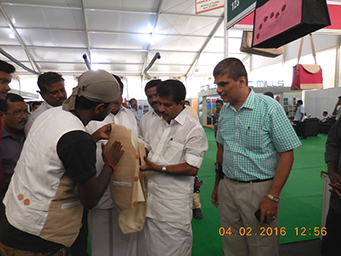 During the visit of Coir Minister Shri.Adoor Prakash to Jute Pavilion on 4th Feb 2016